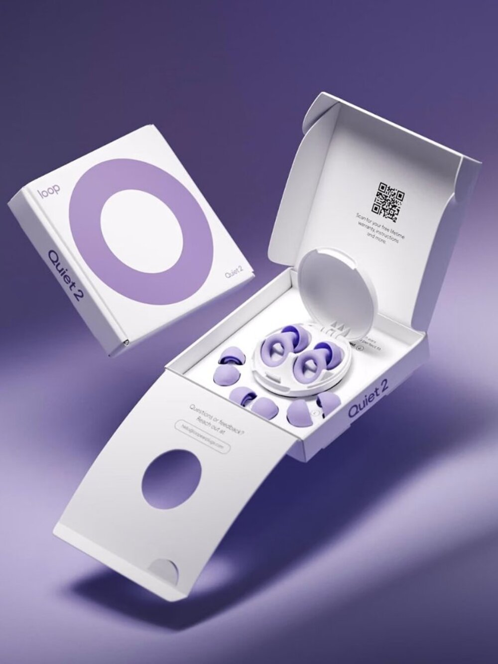 LOOP Quiet 2 EAR PLUGS - Violet - For better Sleep & Travel - NEW IN BOX!